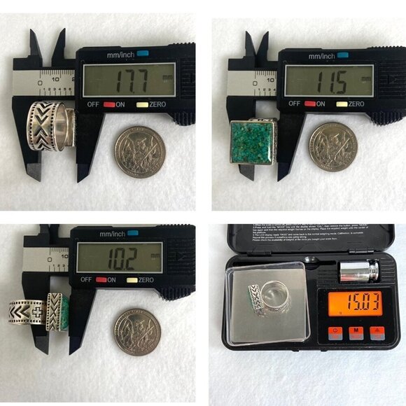 Retired Silpada Sterling Silver 925 Heavy Crushed Turquoise Stamped Ring Sz 7.5 - Picture 9 of 16